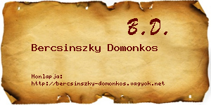 Bercsinszky Domonkos névjegykártya